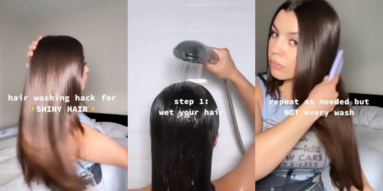 HAIR WASHING HACK FOR SHINY HAIR #HAIRWASH #HAIR #SHORTS